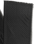 Dolce & Gabbana Men Black Viscose Polka Dot Fringe Shawl Lace Stole