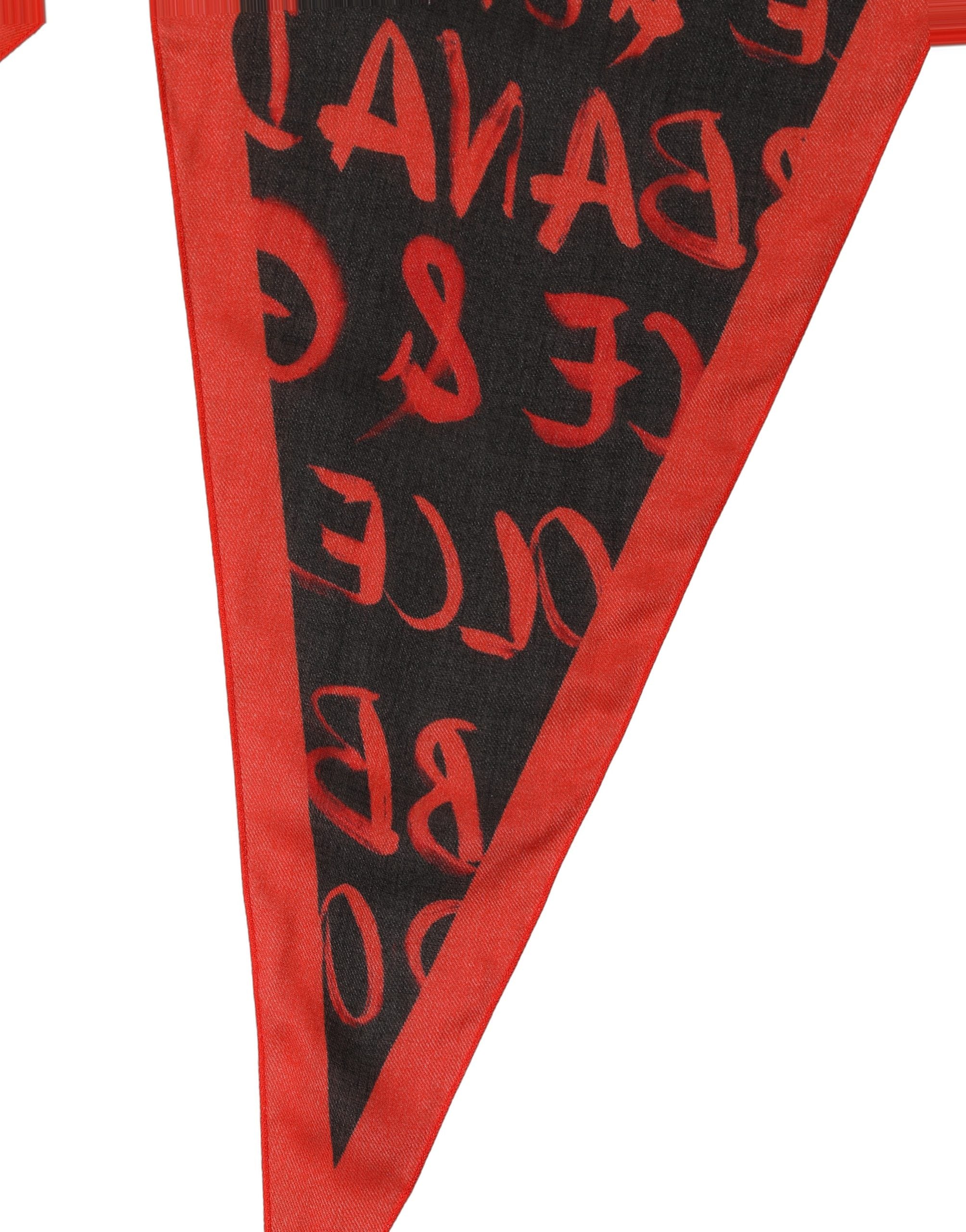 Dolce & Gabbana Men Red Black Graffiti Logo Lace Stole Scarf