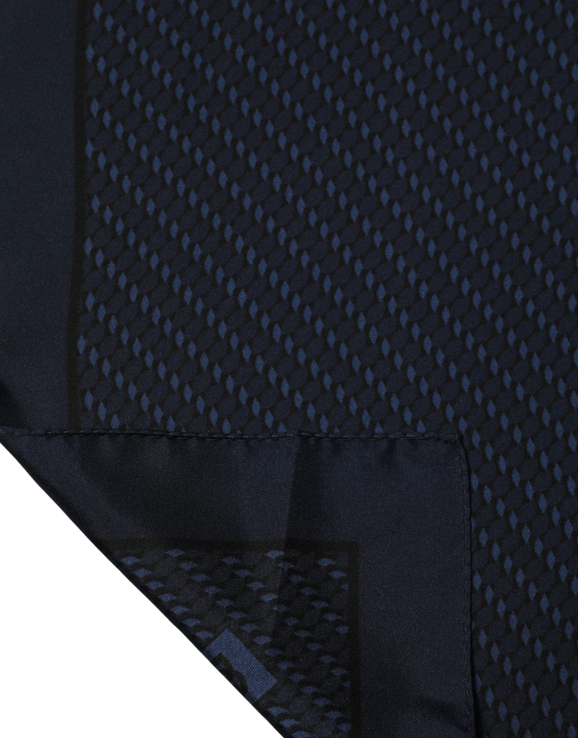 Dolce & Gabbana Dark Blue Silk Pocket Square Foulard Scarf