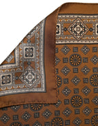 Dolce & Gabbana Brown Geometric Pocket Square Foulard Scarf