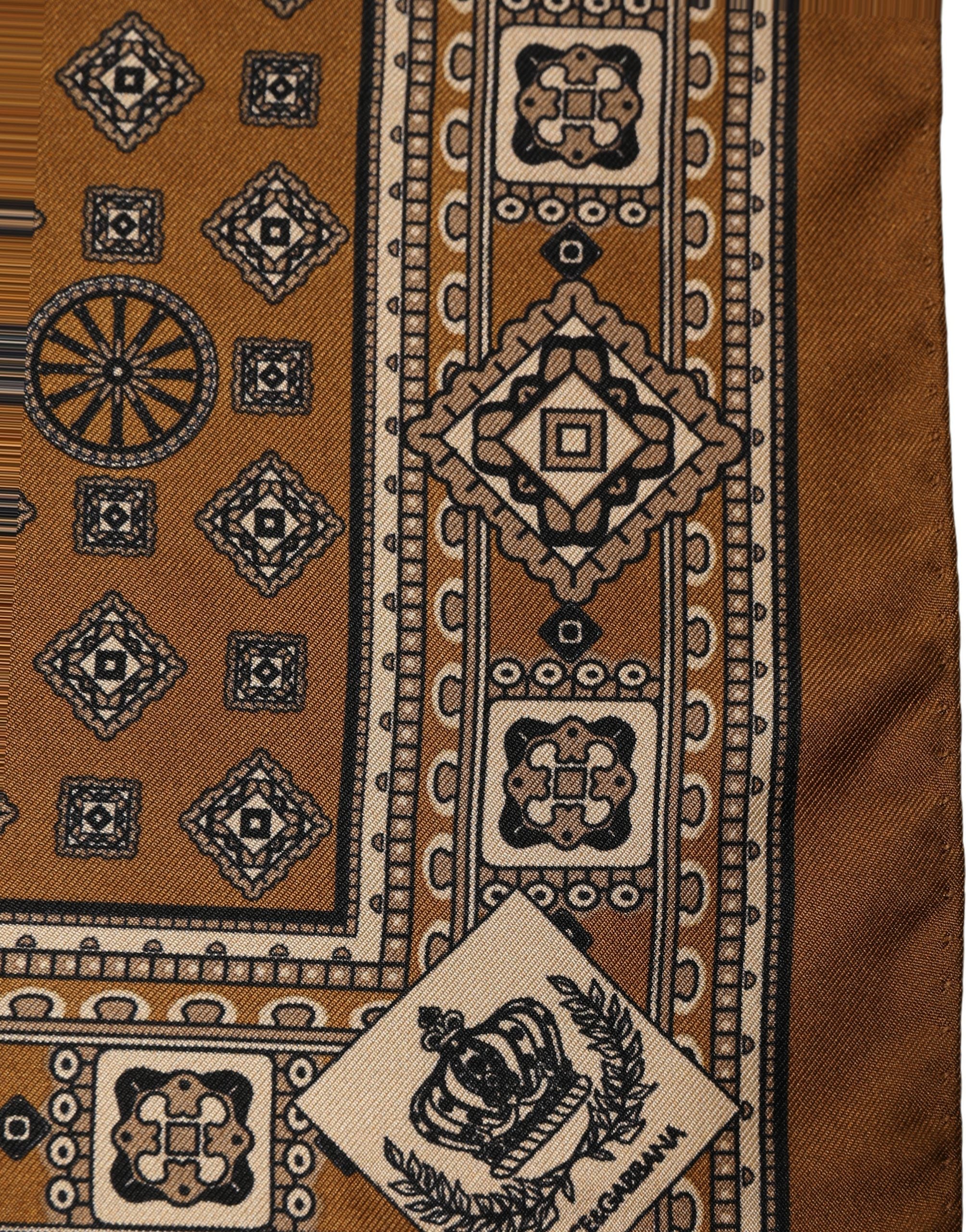 Dolce & Gabbana Brown Geometric Pocket Square Foulard Scarf