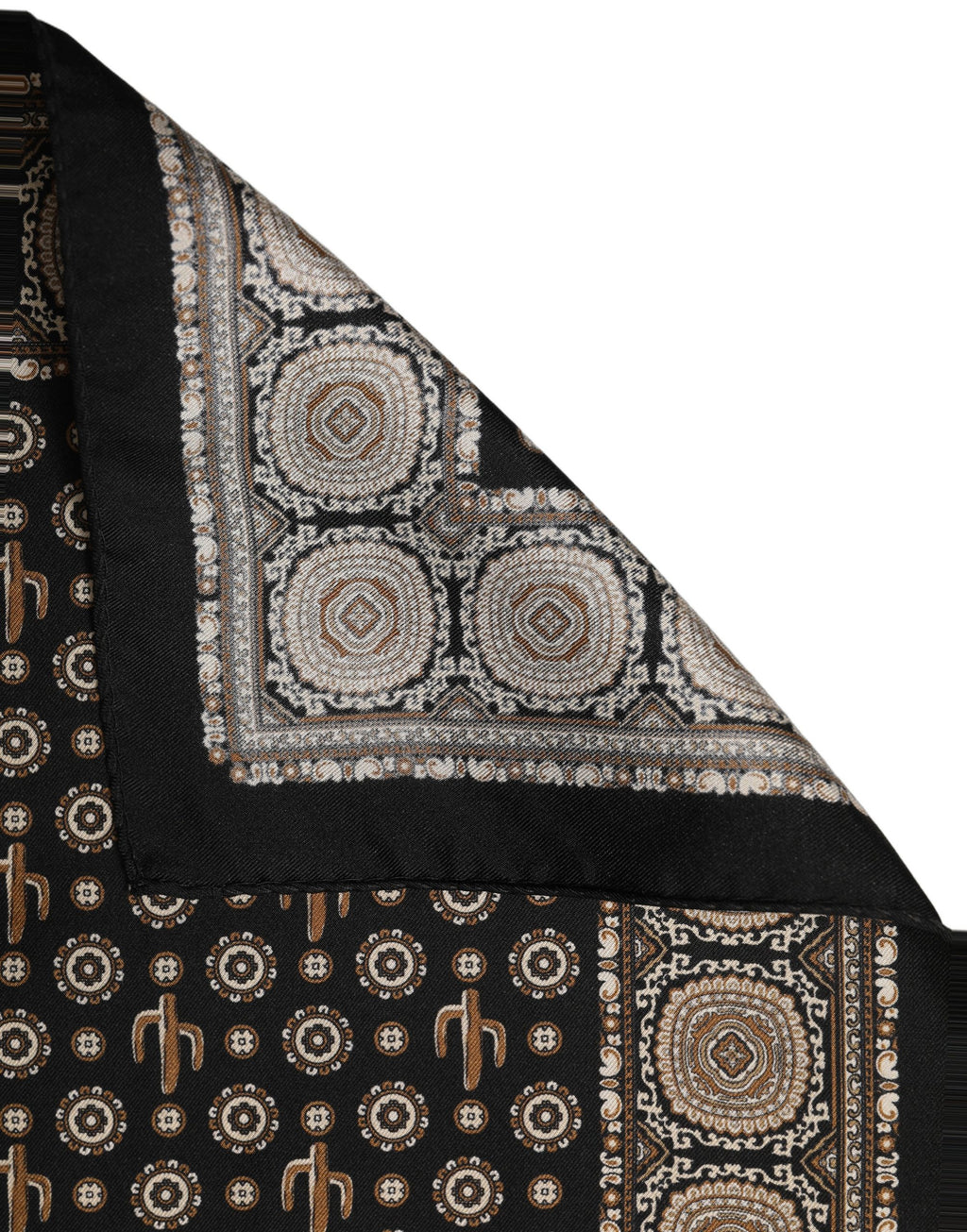 Dolce & Gabbana Black Cactus Silk Pocket Square Foulard Scarf