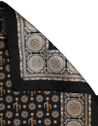 Dolce & Gabbana Black Cactus Silk Pocket Square Foulard Scarf