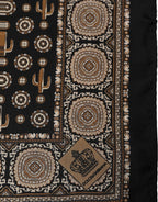Dolce & Gabbana Black Cactus Silk Pocket Square Foulard Scarf