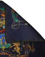 Dolce & Gabbana Navy Blue Heraldic Silk Square Foulard Scarf
