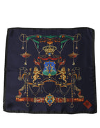 Dolce & Gabbana Navy Blue Heraldic Silk Square Foulard Scarf