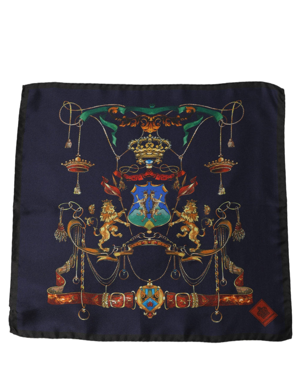 Dolce & Gabbana Navy Blue Heraldic Silk Square Foulard Scarf