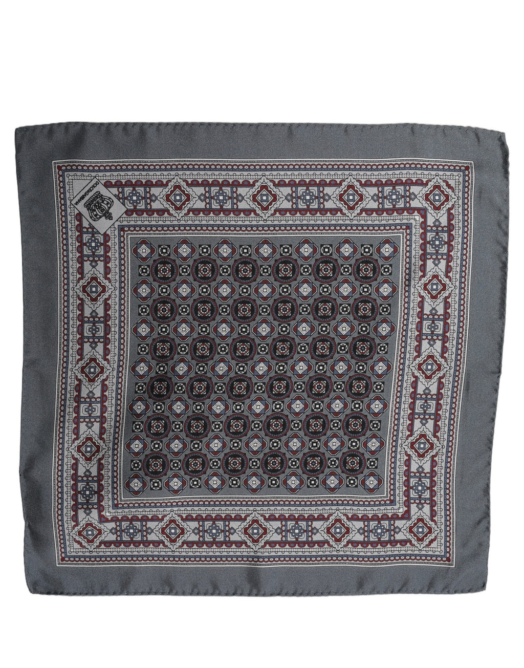 Dolce & Gabbana Gray Geometric Pocket Square Foulard Scarf
