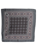 Dolce & Gabbana Gray Geometric Pocket Square Foulard Scarf