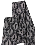 Dolce & Gabbana Gray Baroque Silk Fringed Skinny Foulard Scarf