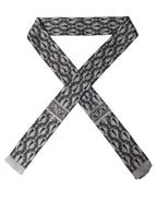 Dolce & Gabbana Gray Baroque Silk Fringed Skinny Foulard Scarf