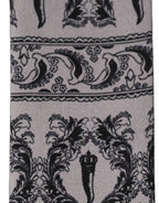 Dolce & Gabbana Gray Baroque Silk Fringed Skinny Foulard Scarf