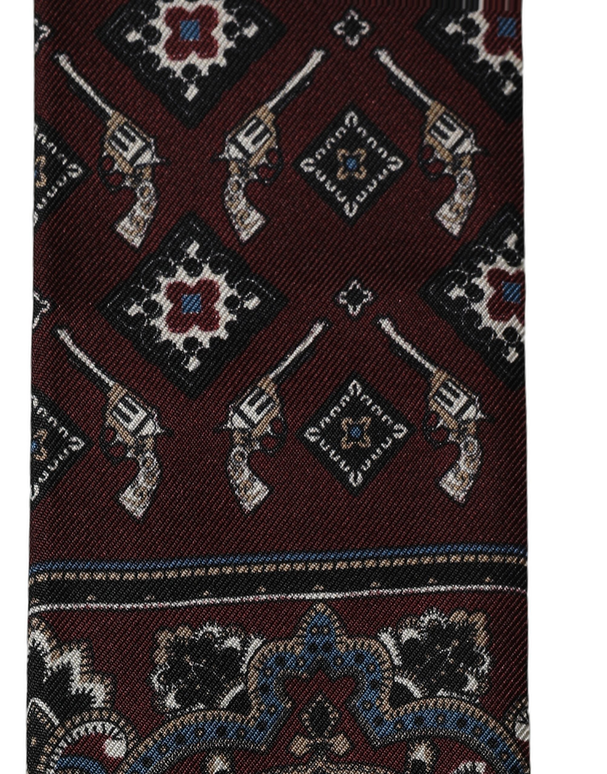 Dolce & Gabbana Burgundy Skinny Twilly Fringed Foulard Scarf