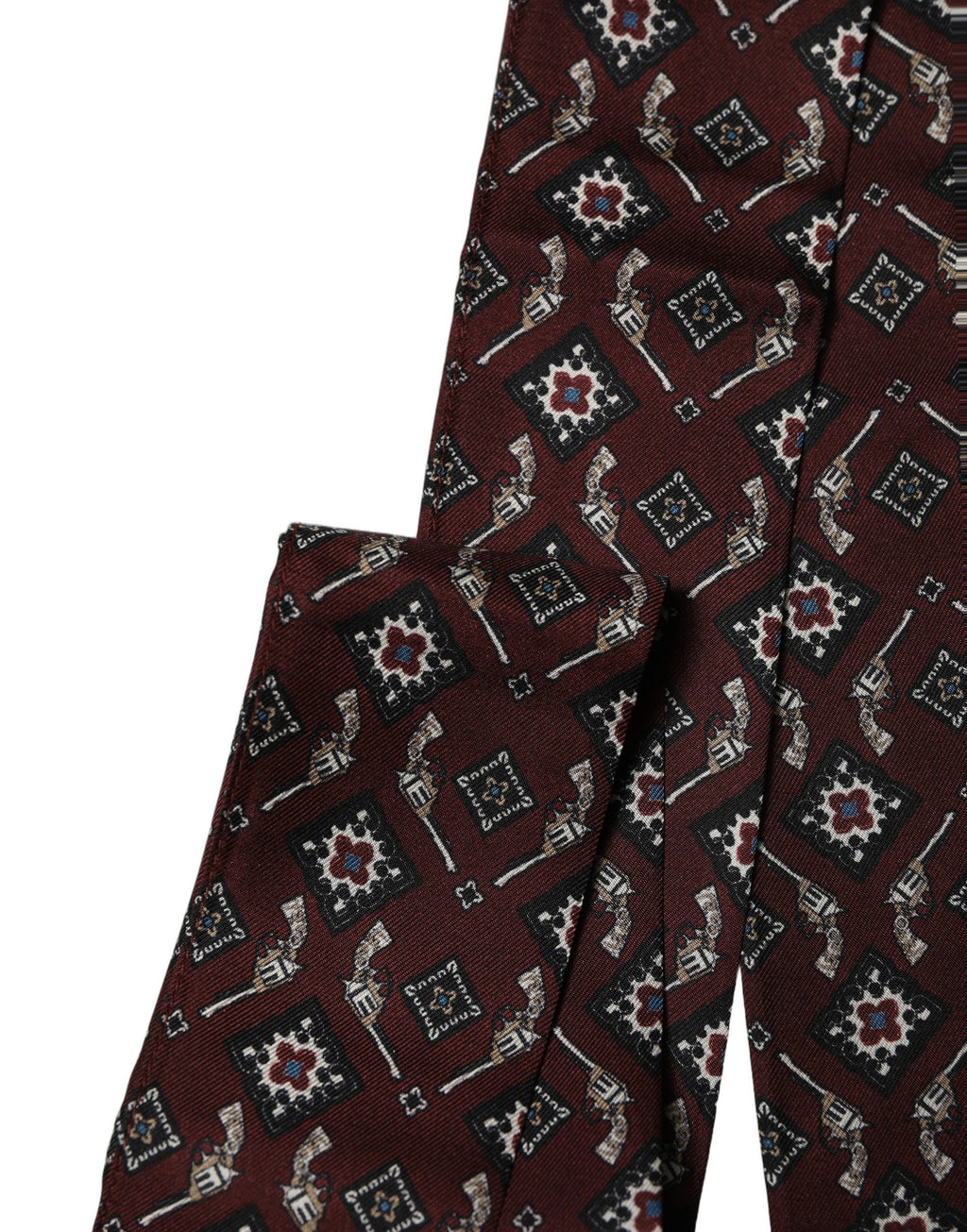 Dolce & Gabbana Burgundy Skinny Twilly Fringed Foulard Scarf