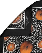 Dolce & Gabbana Black Silk Orange Pocket Square Foulard Scarf