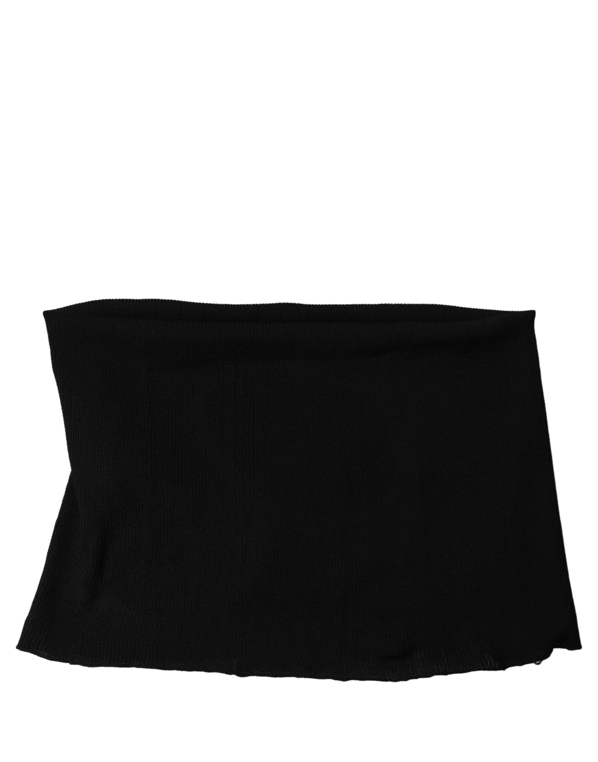 Dolce & Gabbana Men Black Viscose Knitted Neck Warmer Scarf