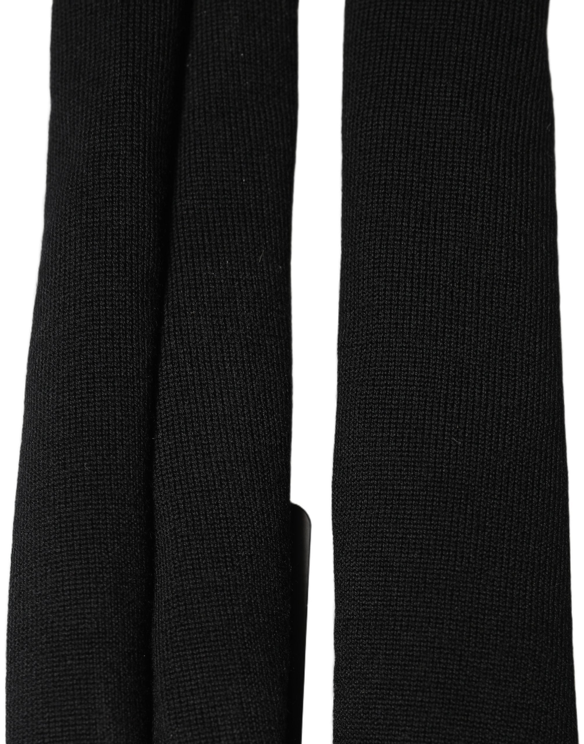 Dolce & Gabbana Men Black Wool Knitted Skinny Foulard Scarf