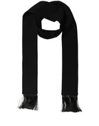 Dolce & Gabbana Men Black Wool Knitted Fringed Foulard Scarf