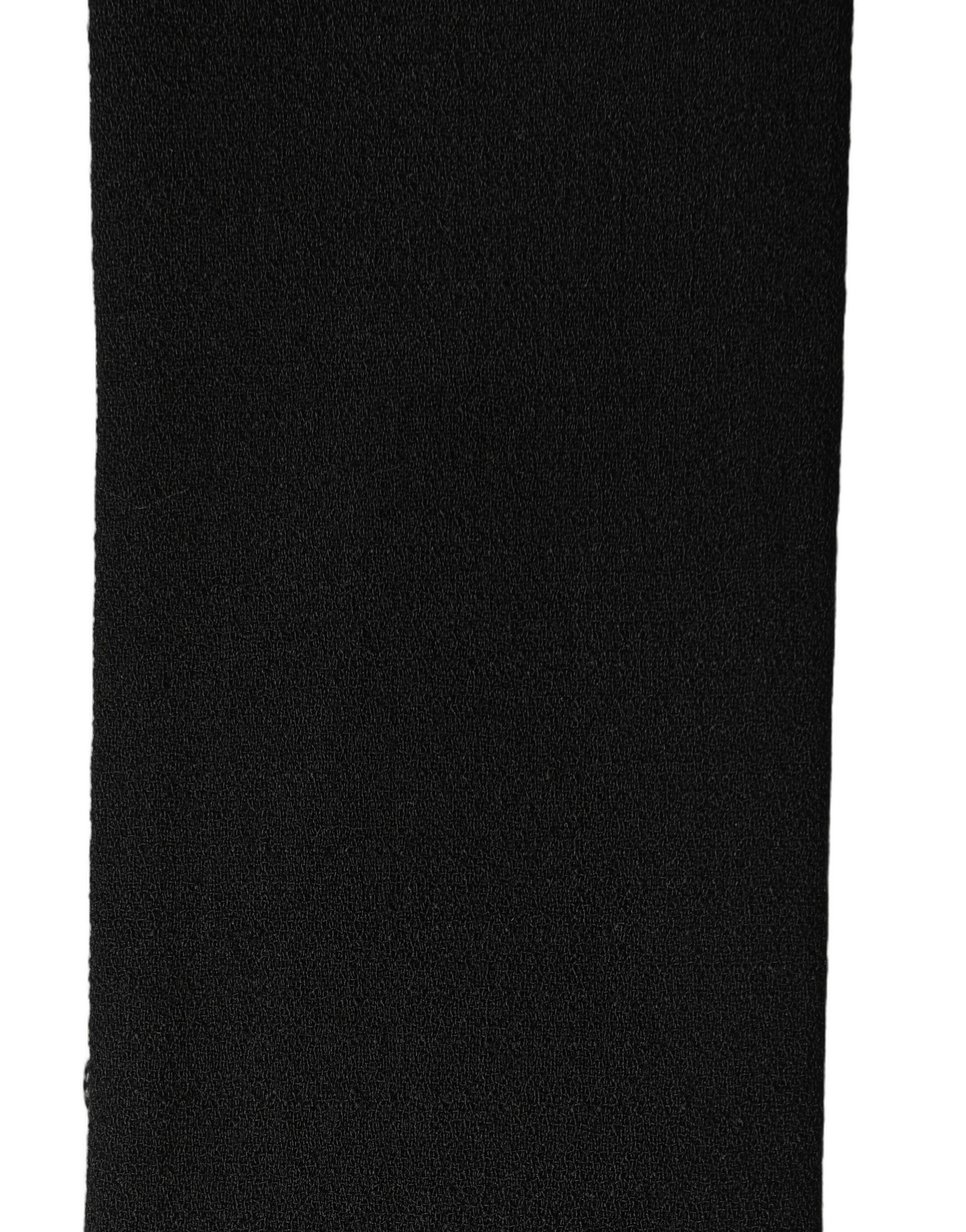 Dolce & Gabbana Men Black Wool Knitted Fringed Foulard Scarf