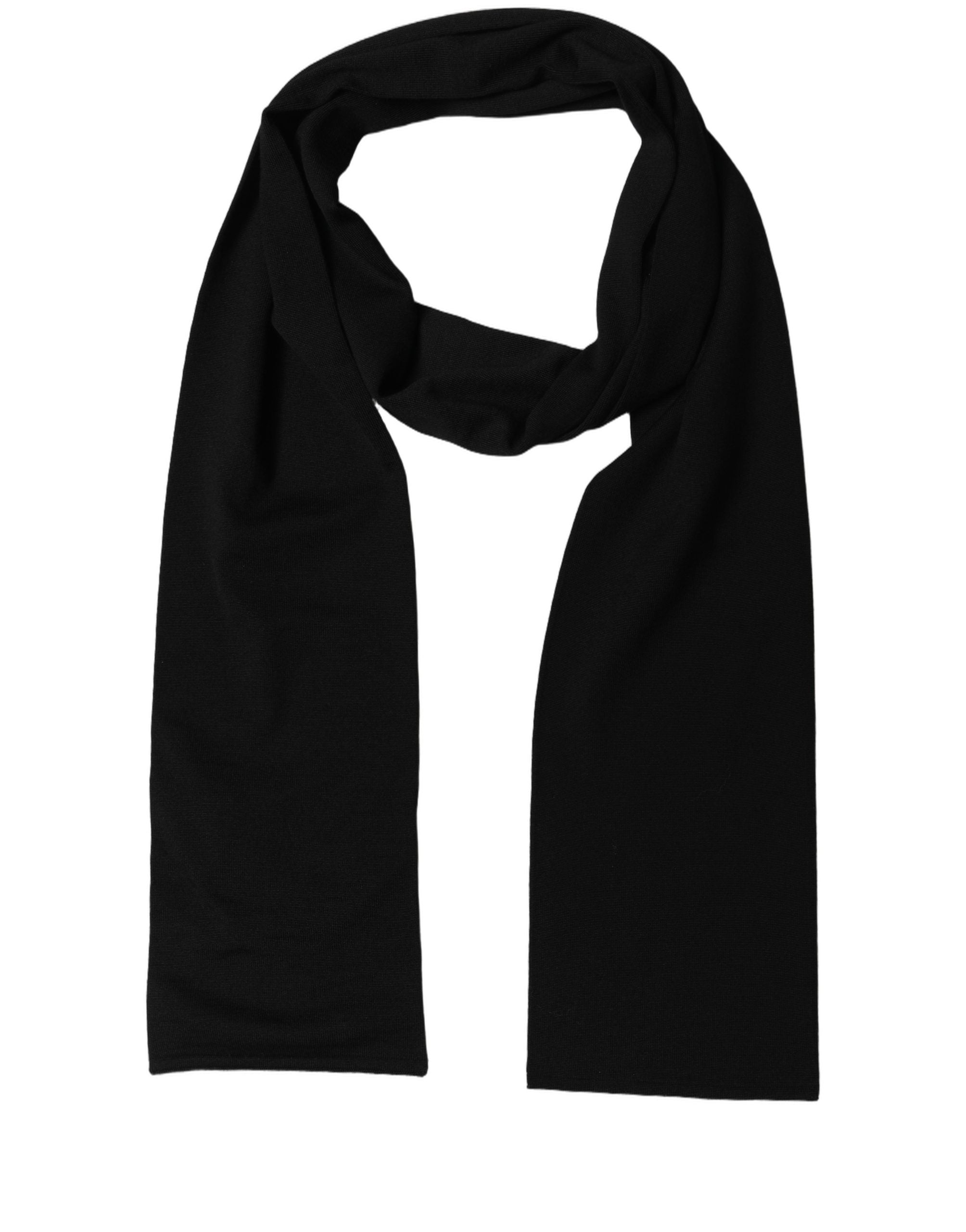 Dolce & Gabbana Black Wool Knitted Neck Shawl Foulard Scarf