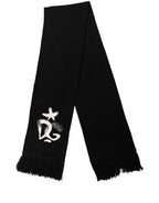 Dolce & Gabbana Black Cashmere Knitted Fringed Foulard Scarf