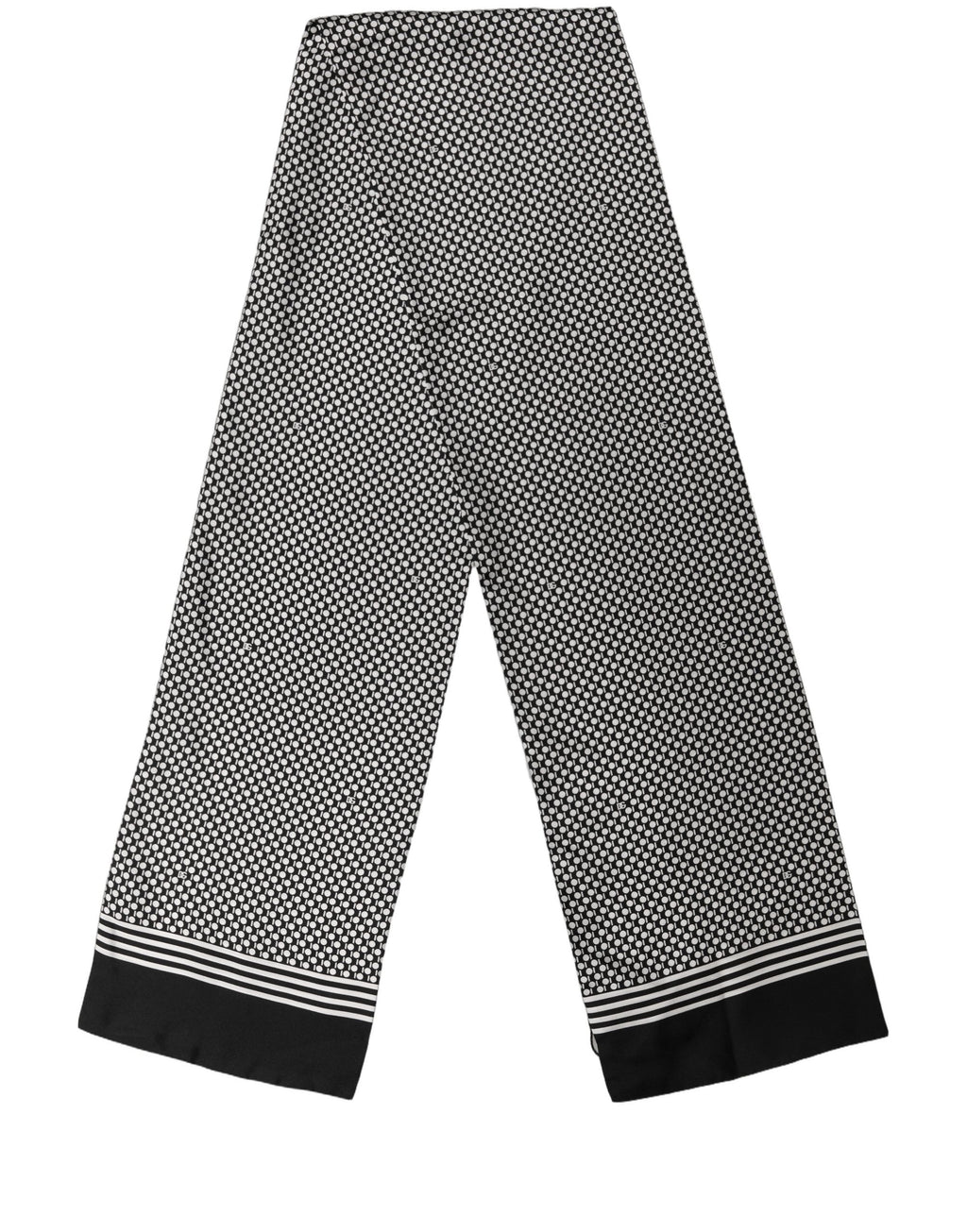 Dolce & Gabbana Black White Geometric Silk Neck Shawl Scarf