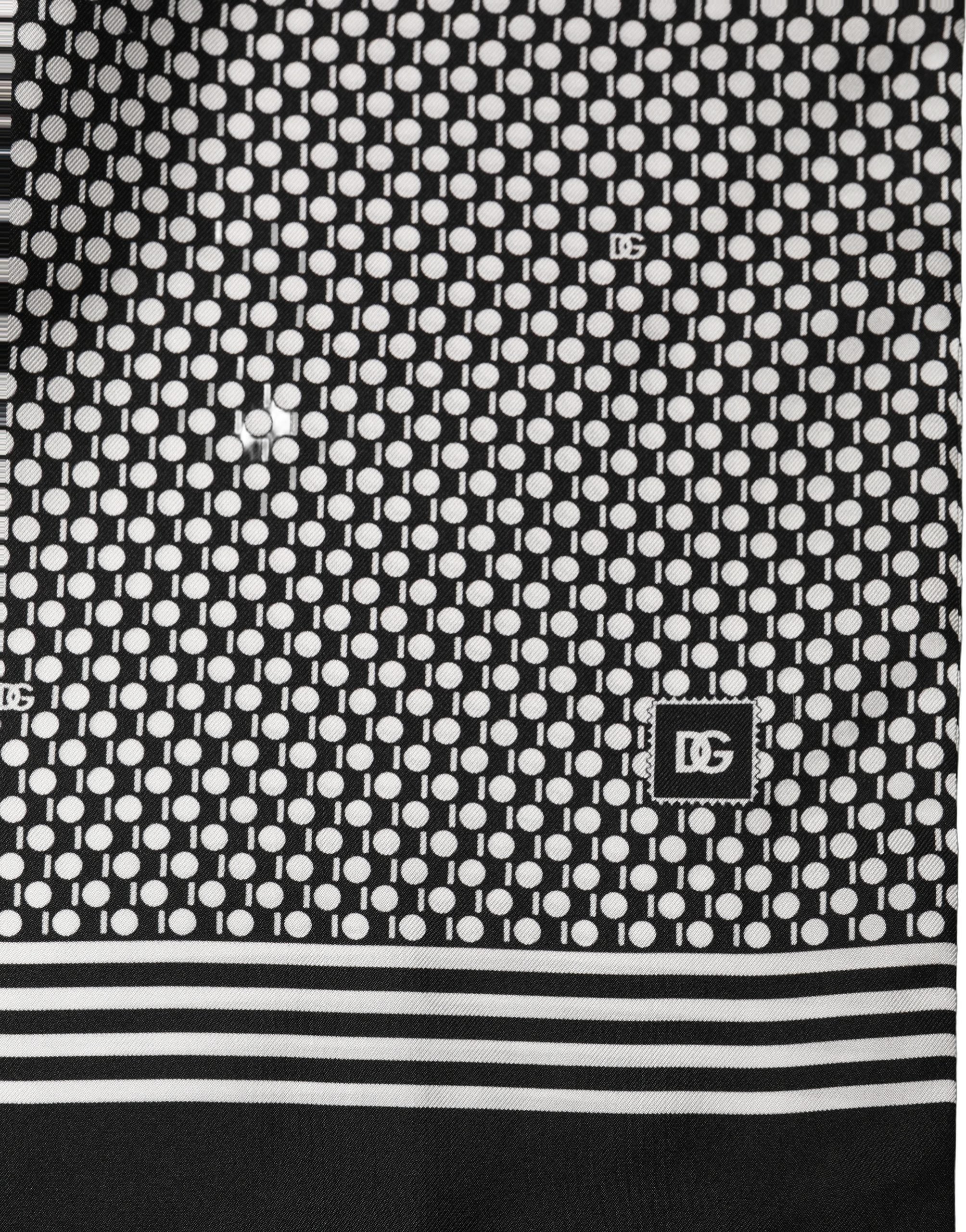 Dolce & Gabbana Black White Geometric Silk Neck Shawl Scarf