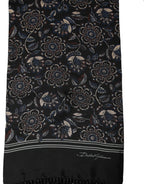 Dolce & Gabbana Black Silk Floral Paisley Fringed Shawl Scarf