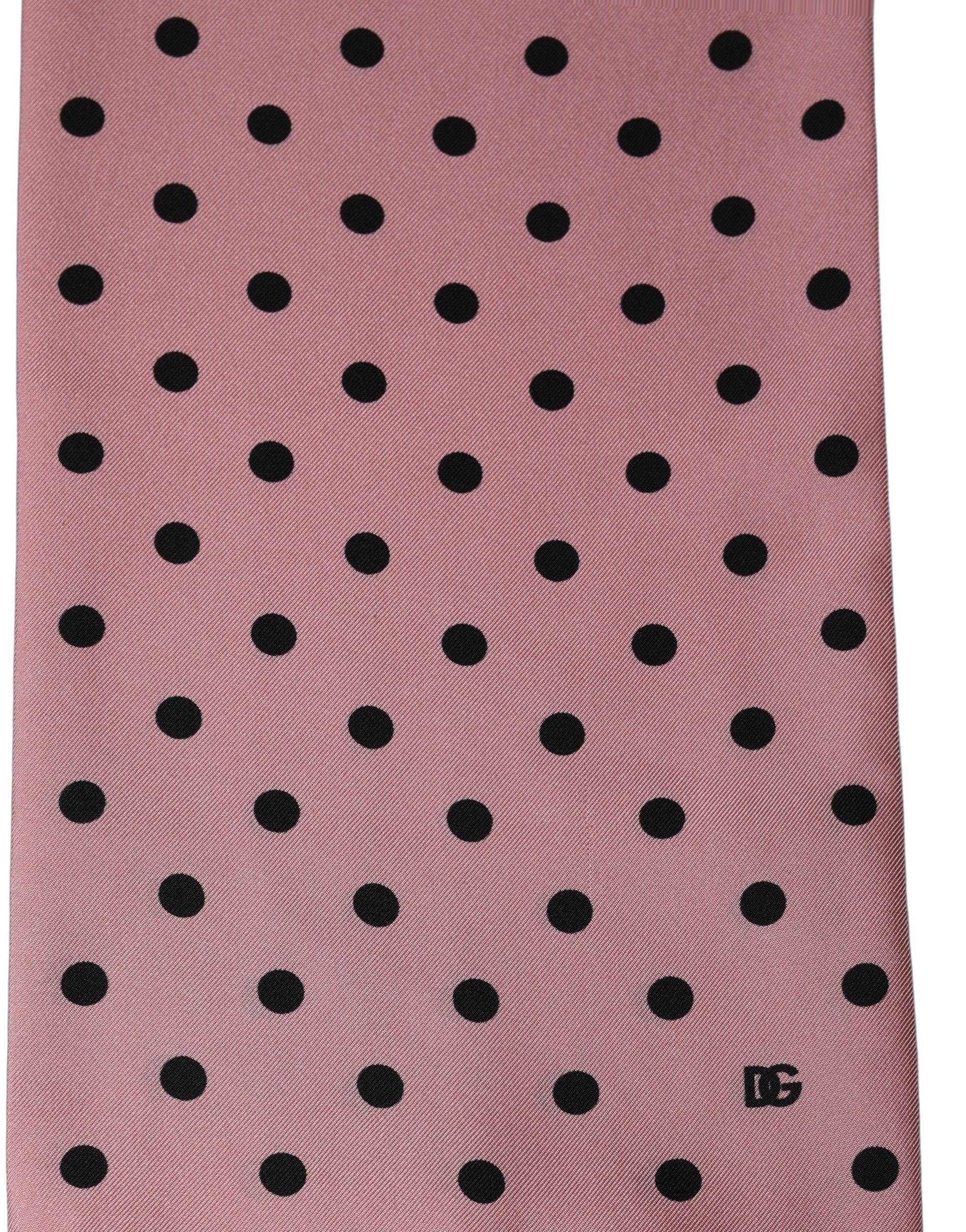 Dolce & Gabbana Pink Polka Dot Silk Fringed Lace Stole Scarf