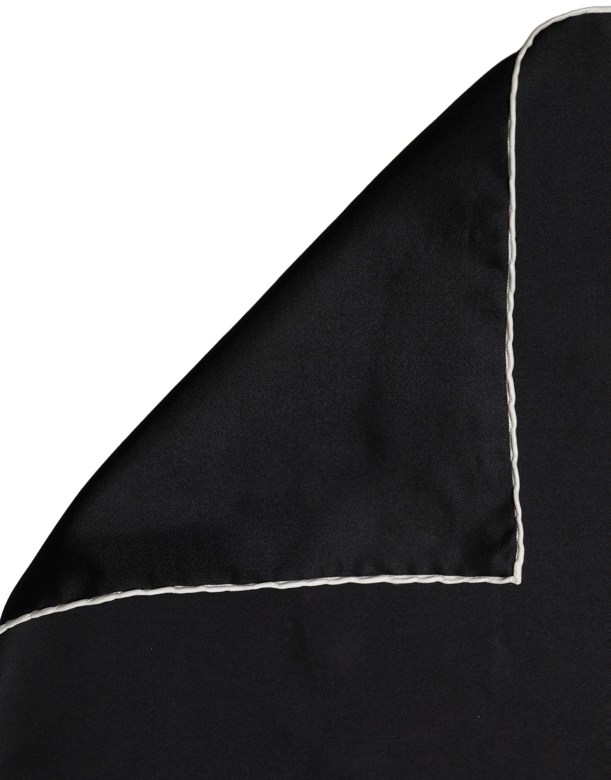 Dolce & Gabbana Men Black Silk Pocket Square Foulard Scarf