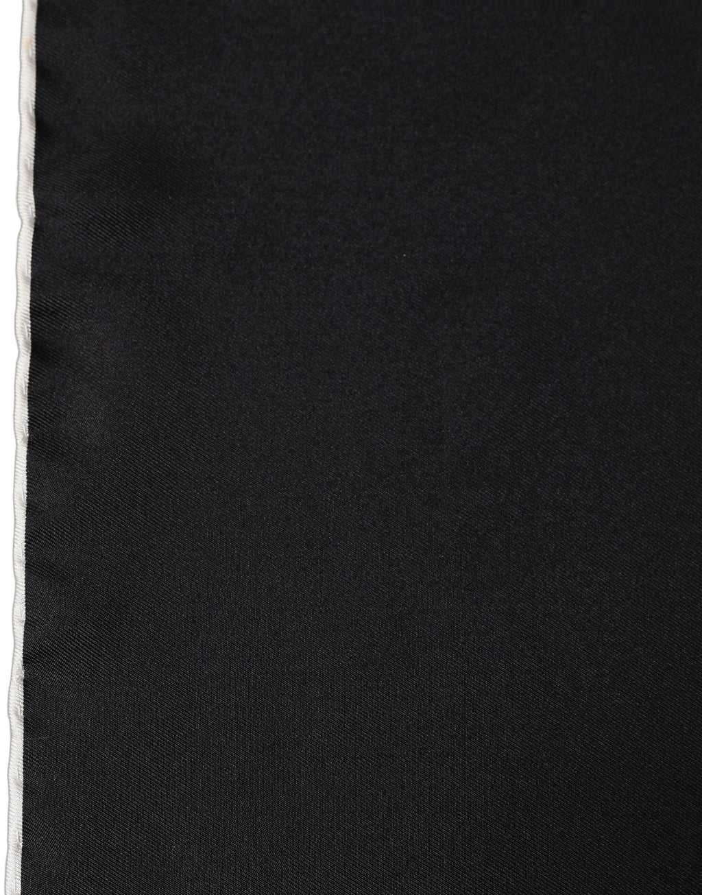 Dolce & Gabbana Men Black Silk Pocket Square Foulard Scarf