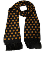 Dolce & Gabbana Men Black Orange Polka Dot Fringed Lace Stole Scarf