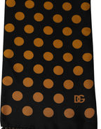 Dolce & Gabbana Men Black Orange Polka Dot Fringed Lace Stole Scarf