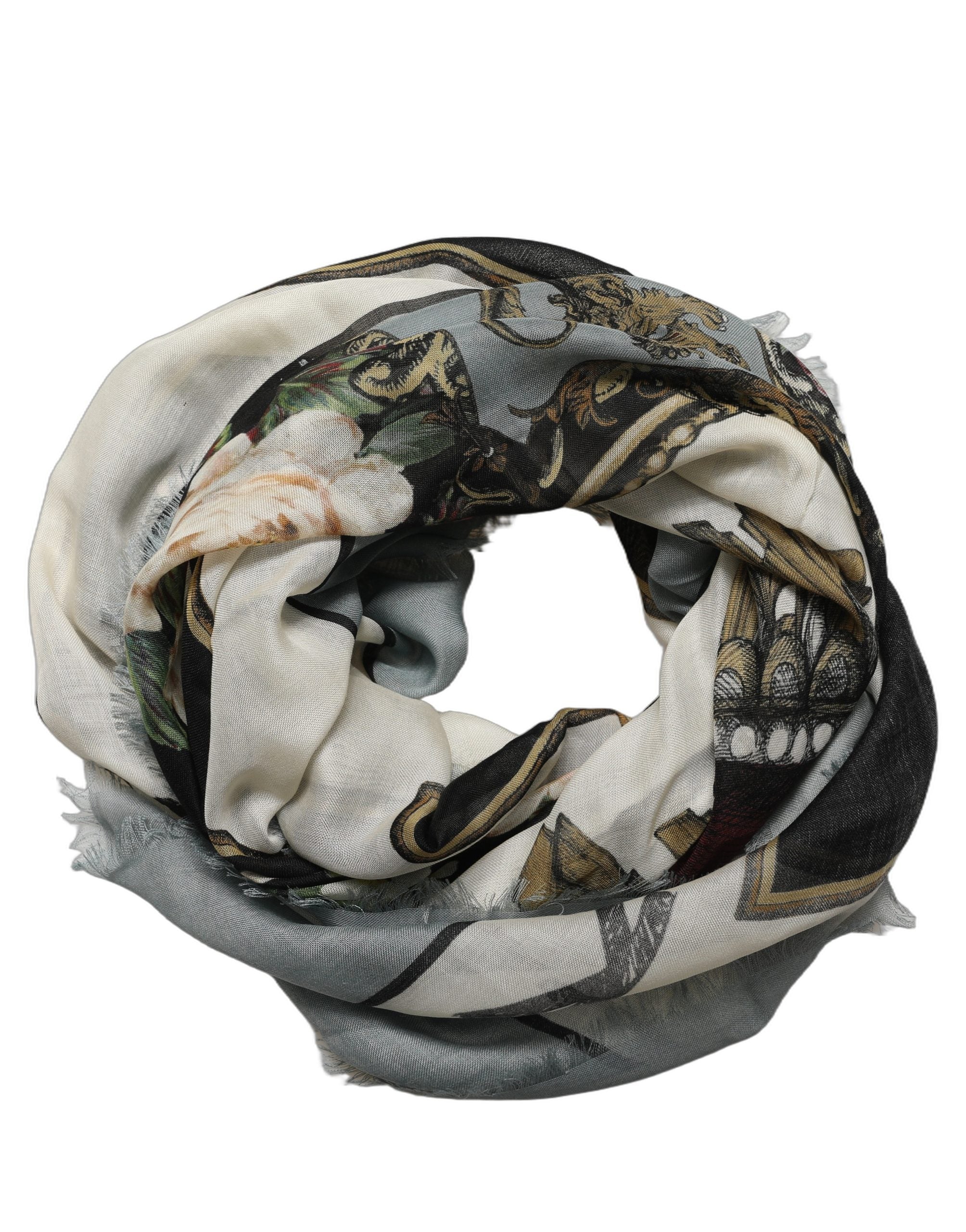 Dolce & Gabbana Men Multicolor King of Hearts Square Foulard Scarf