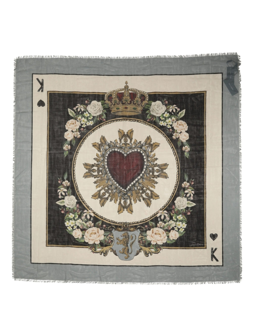 Dolce & Gabbana Men Multicolor King of Hearts Square Foulard Scarf