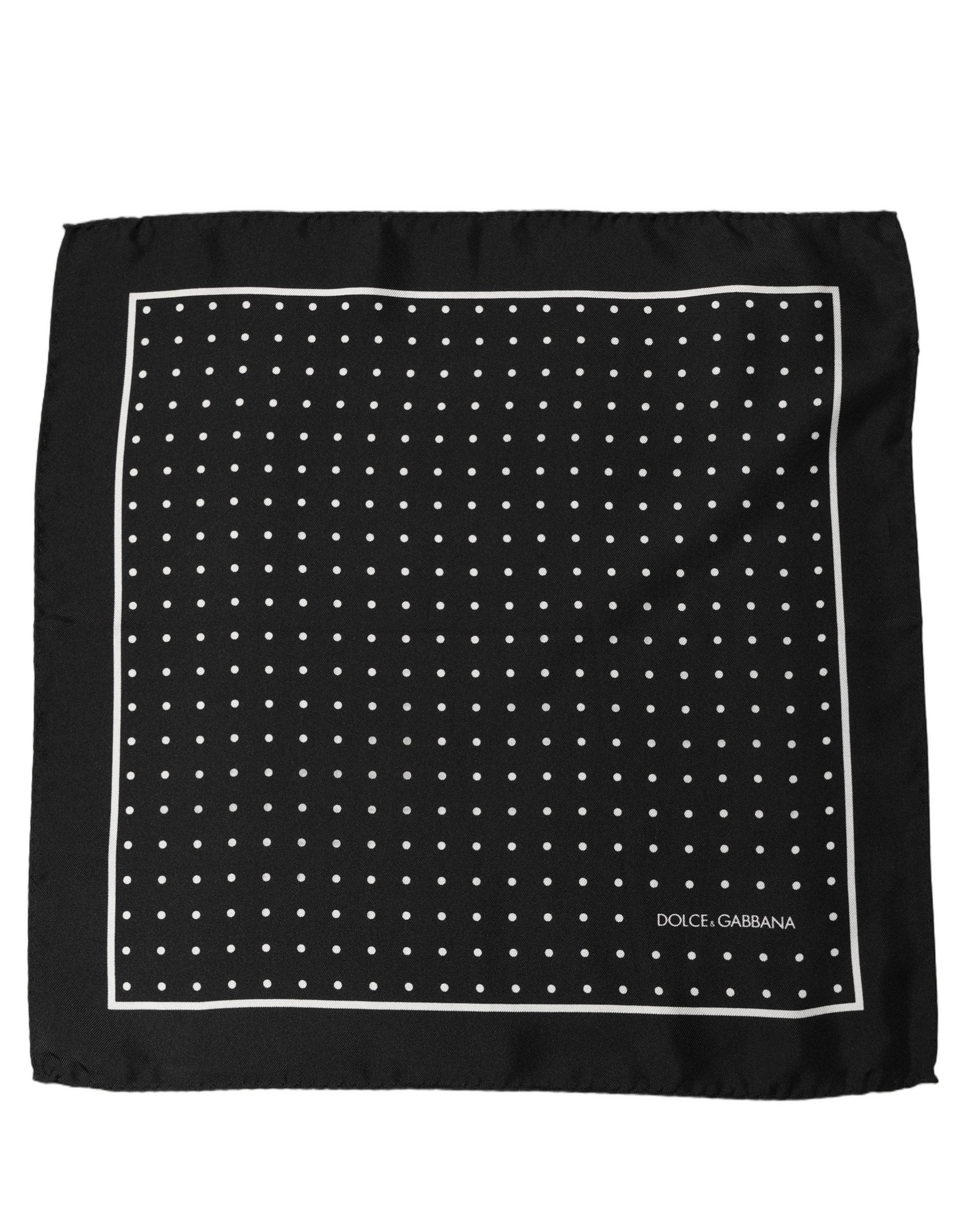 Dolce & Gabbana Black Polka Dot Pocket Square Foulard Scarf