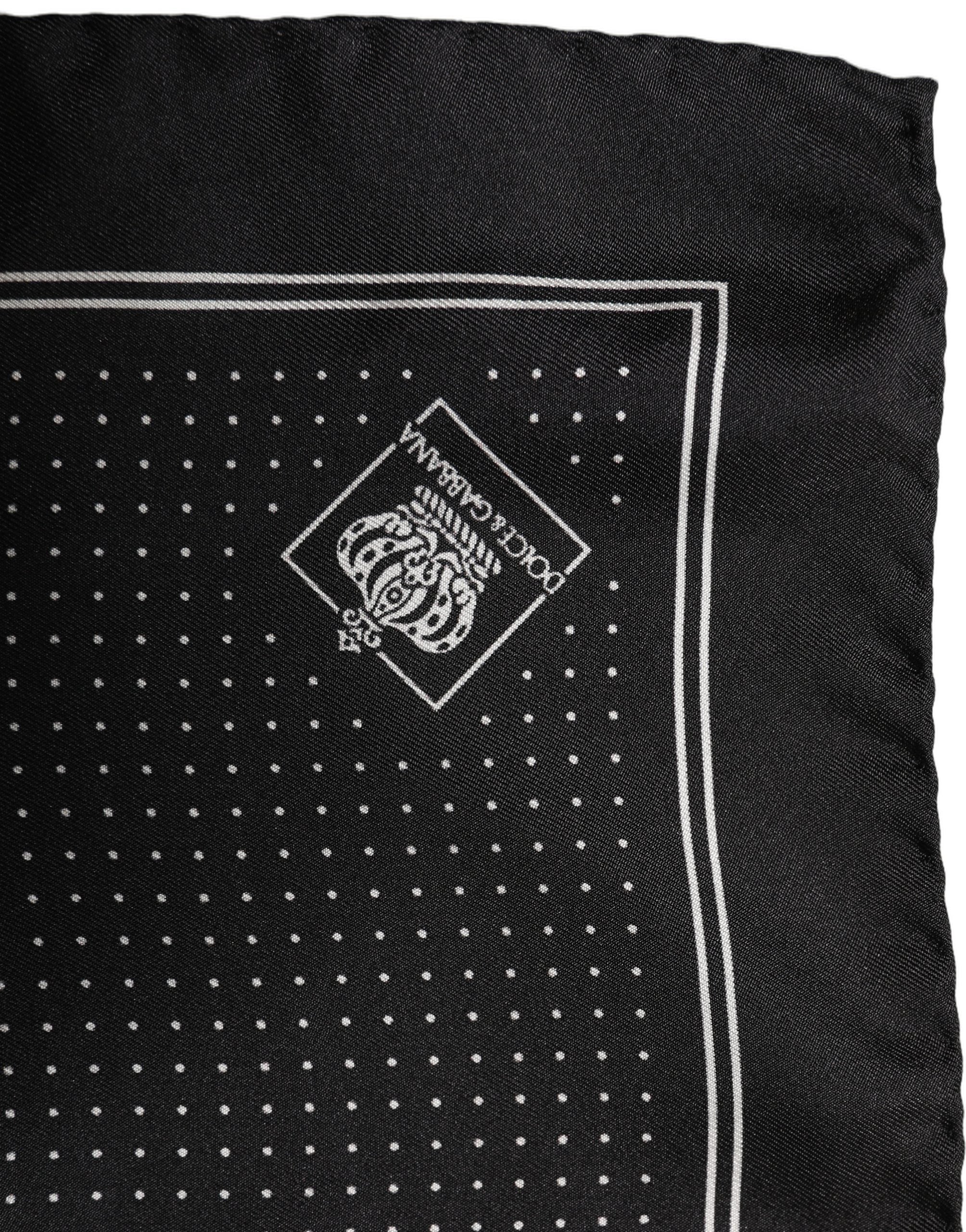 Dolce & Gabbana Black Polka Dot Pocket Square Foulard Scarf