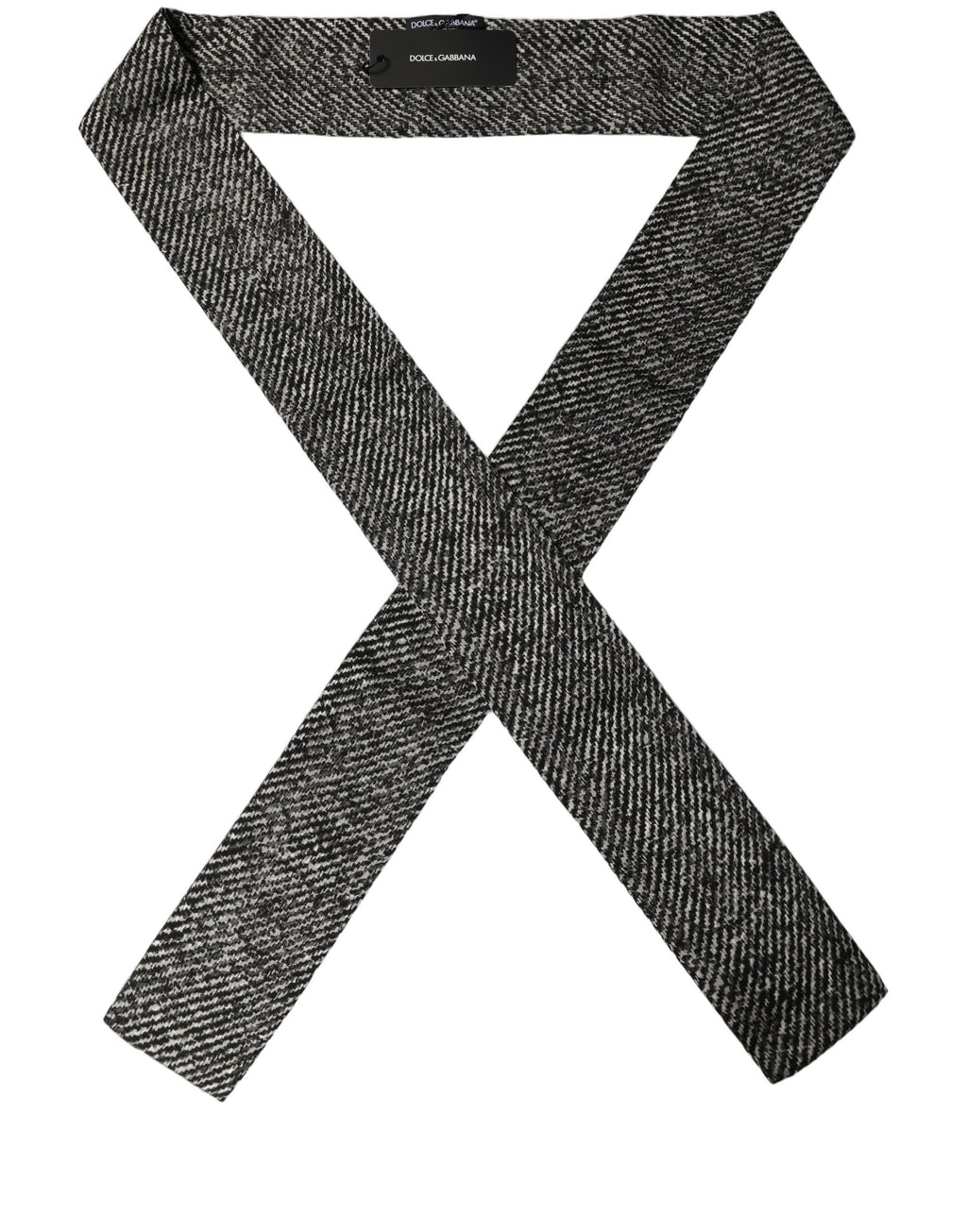 Dolce & Gabbana Black White Herringbone Tweed Shawl Scarf