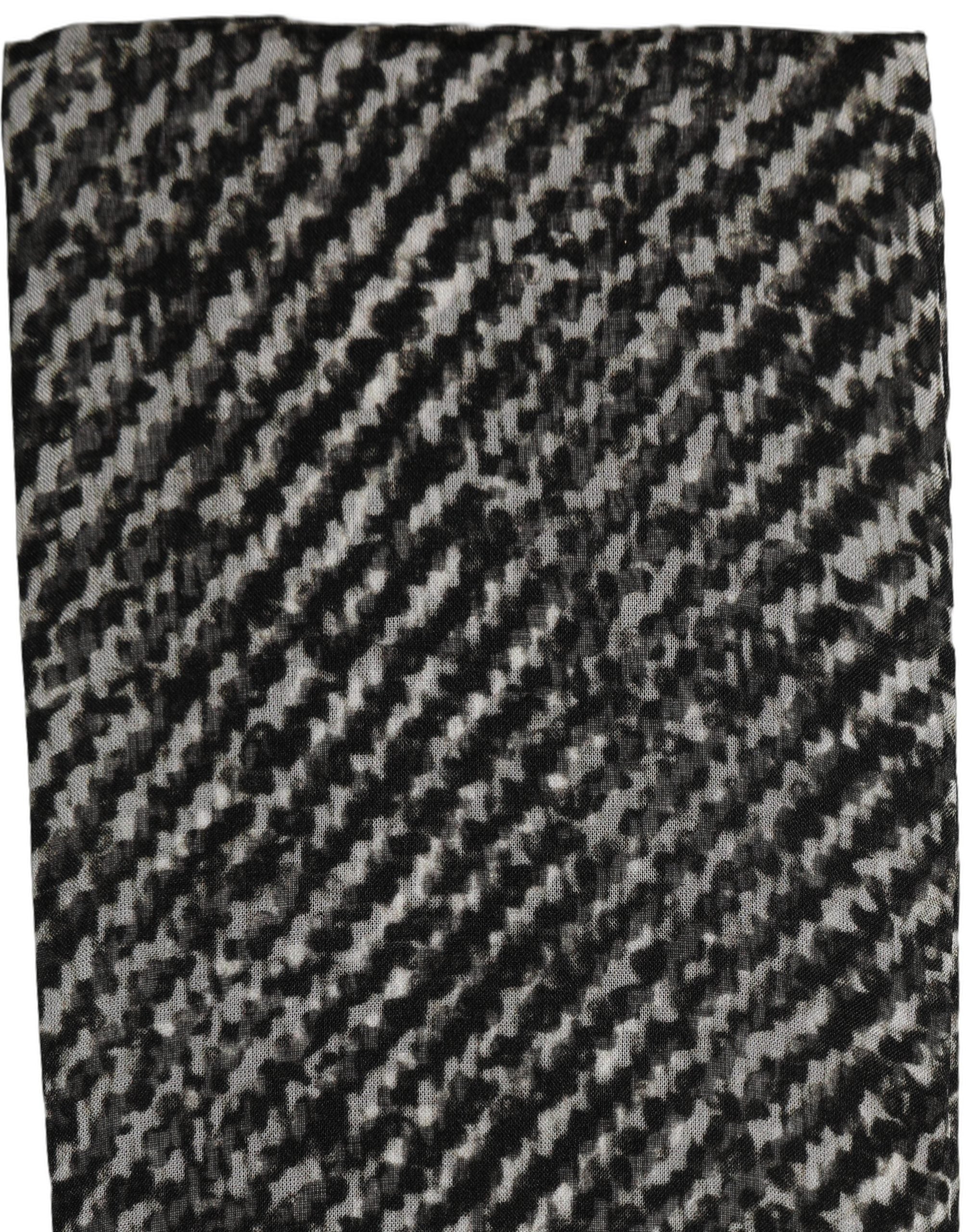 Dolce & Gabbana Black White Herringbone Tweed Shawl Scarf