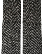 Dolce & Gabbana Black White Herringbone Tweed Shawl Scarf
