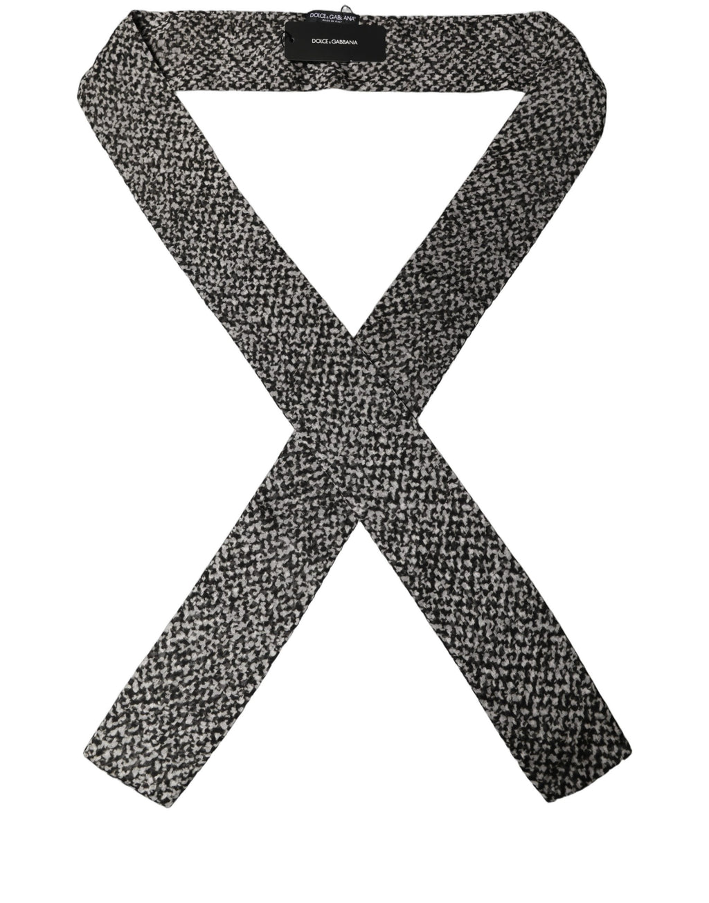 Dolce & Gabbana Black White Herringbone Tweed Shawl Scarf