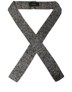 Dolce & Gabbana Black White Herringbone Tweed Shawl Scarf
