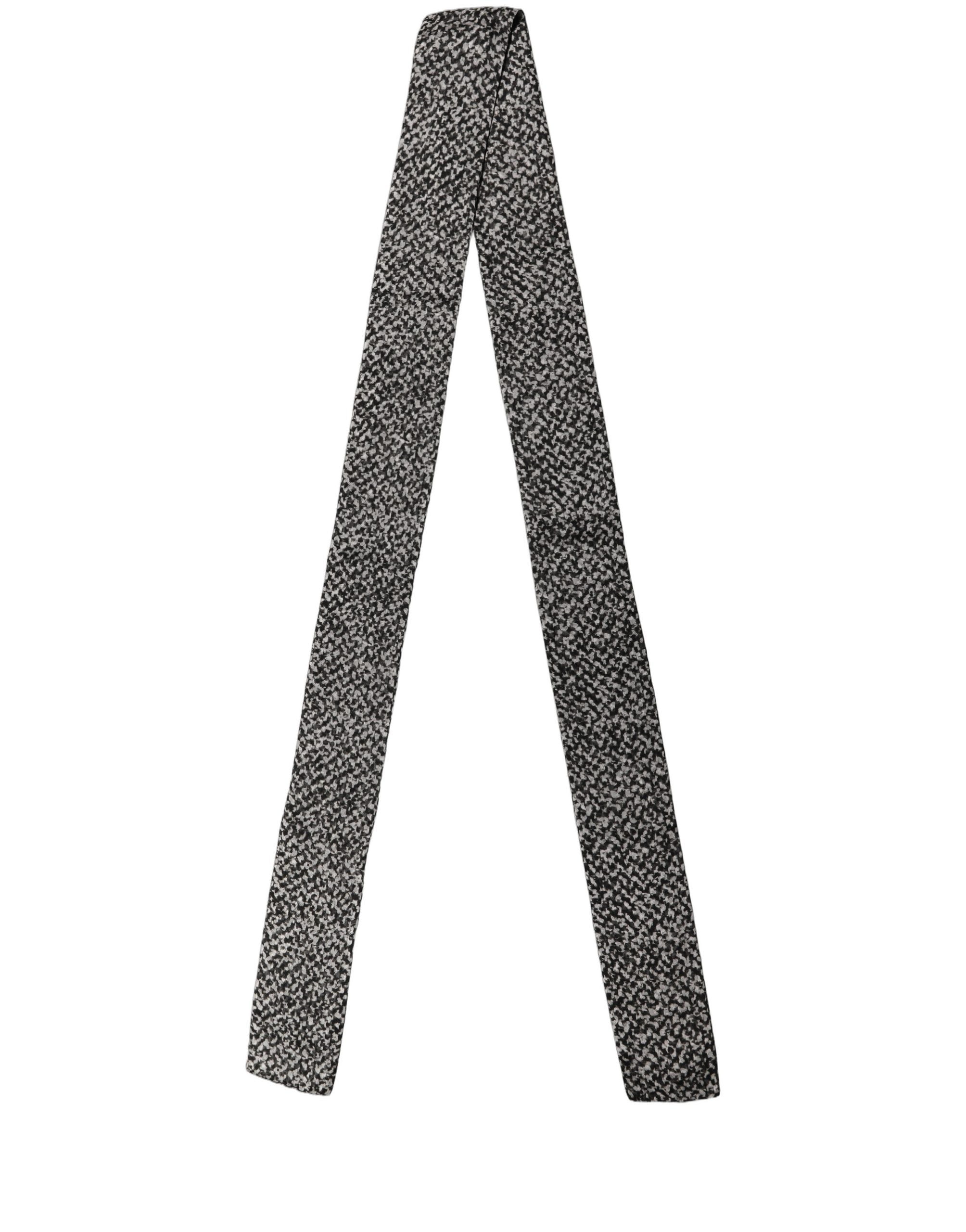 Dolce & Gabbana Black White Herringbone Tweed Shawl Scarf