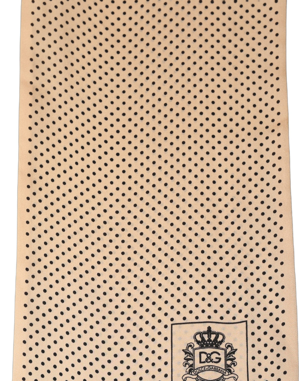 Dolce & Gabbana Beige Silk Dotted Fringed Neck Shawl Scarf