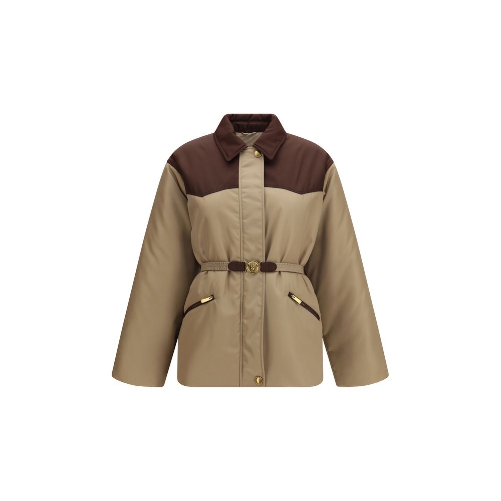 Versace Beige Nylon Full-Length Jacket