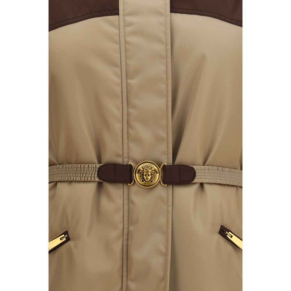 Versace Beige Nylon Full-Length Jacket