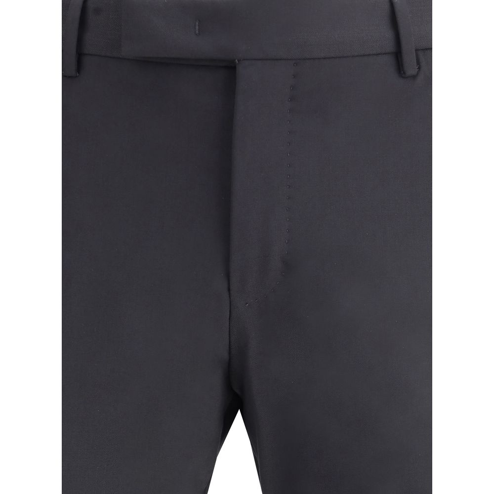 PT Torino Black Wool Oves Aries Casual Pants