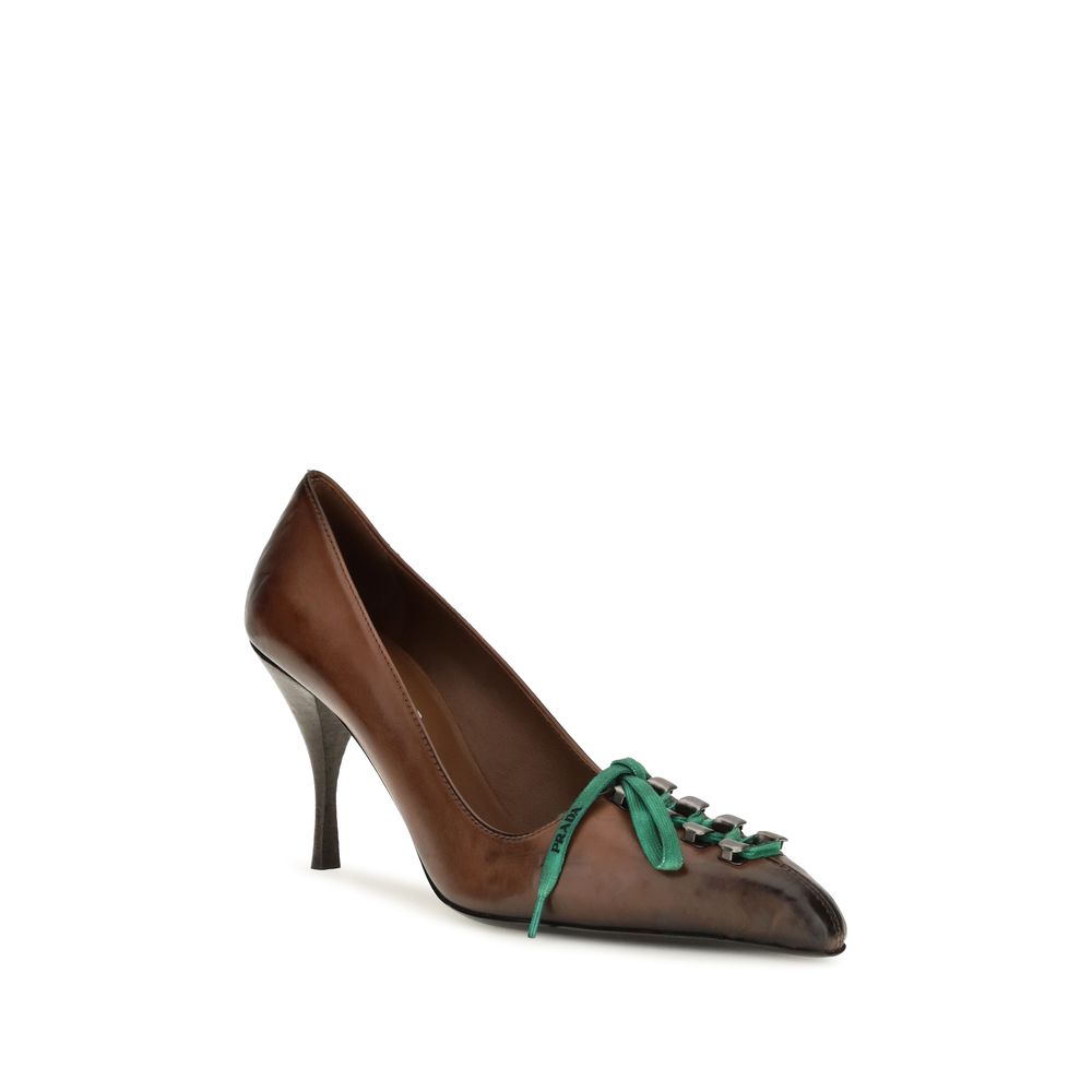 Prada Brown Calf Leather Bos Taurus Lace-Up