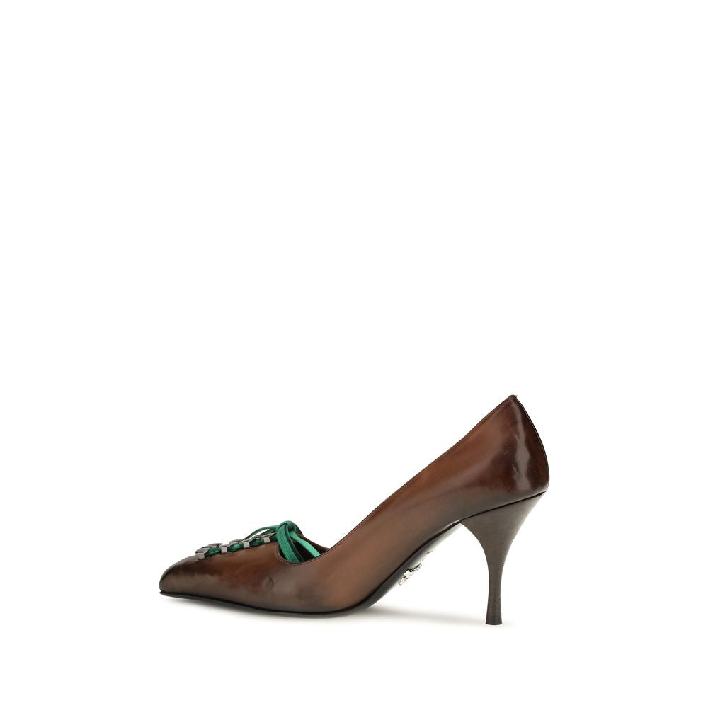Prada Brown Calf Leather Bos Taurus Lace-Up
