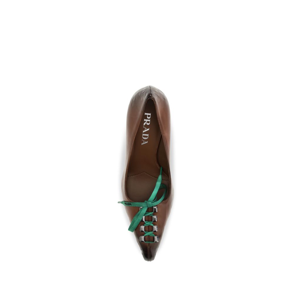 Prada Brown Calf Leather Bos Taurus Lace-Up
